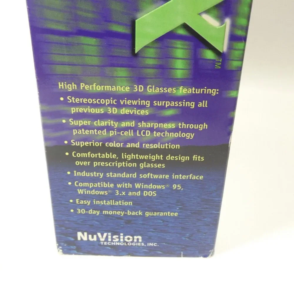 3-D Spex PC Game Set Vintage NuVision Stereoscopic 3D Glasses + CD